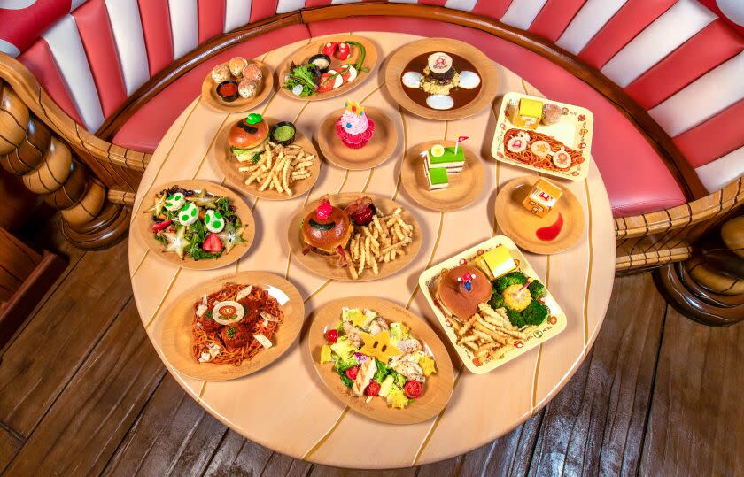 UNIVERSAL CITY, CA-FEBRUARY 6, 2023:Photograph shows the entire menu at Toadstool Cafe, the new themed restaurant within Nintendo World at Universal Studios Hollywood. (Mel Melcon / Los Angeles Times)