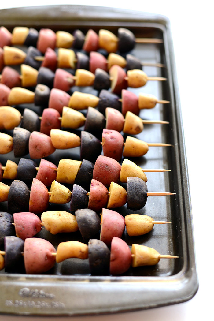 Red, White, and Blue Potato Skewers