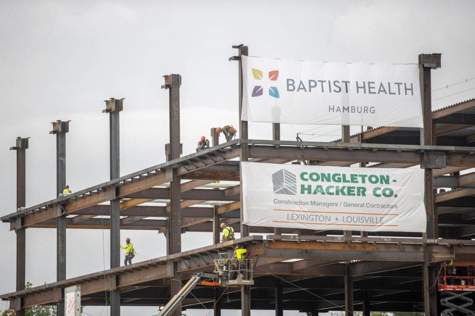 Construction continues on the Baptist Health Hamburg campus. The facility is about one quarter of the way completed. Friday, June 17, 2022