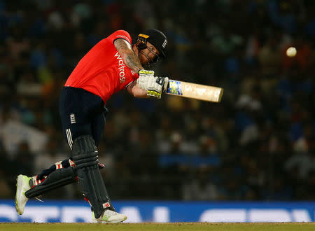 Cricket - India v England - Second T20 International - Vidarbha Cricket Association Stadium, Nagpur, India - 29/01/17. England's Ben Stokes plays a shot. REUTERS/Danish Siddiqui