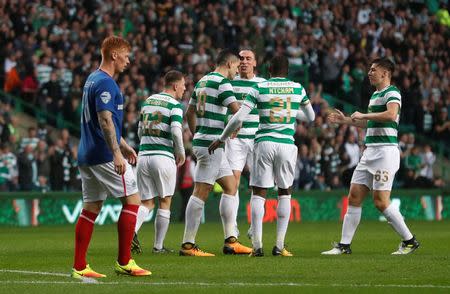 Soccer Football - Celtic vs Linfield - UEFA Champions League Second Qualifying Round Second Leg - Glasgow, Britain - July 19, 2017 Celtic's Tom Rogic celebrates scoring a goal REUTERS/Russell Cheyne