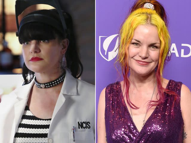 <p>Patrick McElhenney/CBS/Getty ; Gregg DeGuire/WireImage</p> Pauley Perrette as Abby Sciuto on 'NCIS' ; Pauley Perrette attends The Los Angeles LGBT Center Gala at Fairmont Century Plaza on April 22, 2023 in Los Angeles, California