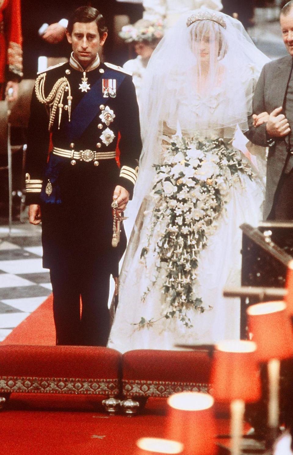 Diana, Princess of Wales with Prince Charles of Wales at their wedding at St Paul Cathedral in 1981 (AFP/Getty Images)