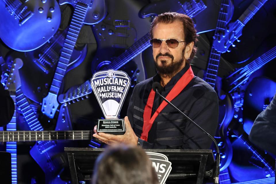 Ringo Starr speaks during the 2023 Musicians Hall Of Fame Induction Ceremony where he was the Inaugural recipient of the Joe Chambers Musicians Legacy Award at Musicians Hall of Fame and Museum on September 24, 2023 in Nashville, Tennessee.