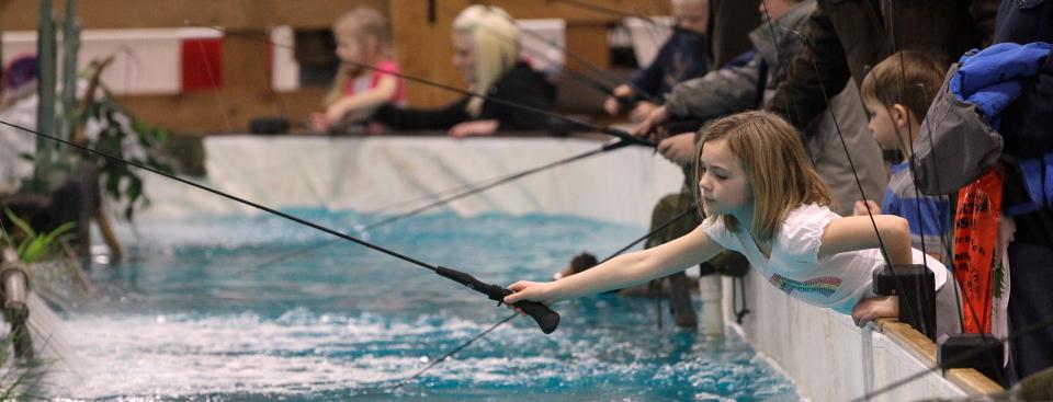 The trout pond at the Milwaukee Journal Sentinel Sports Show will have an estimated 5,000 trout in 7,500 gallons of water.