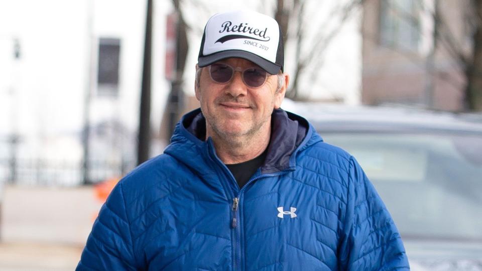 Kevin Spacey wears ‘Retired Since 2017’ hat