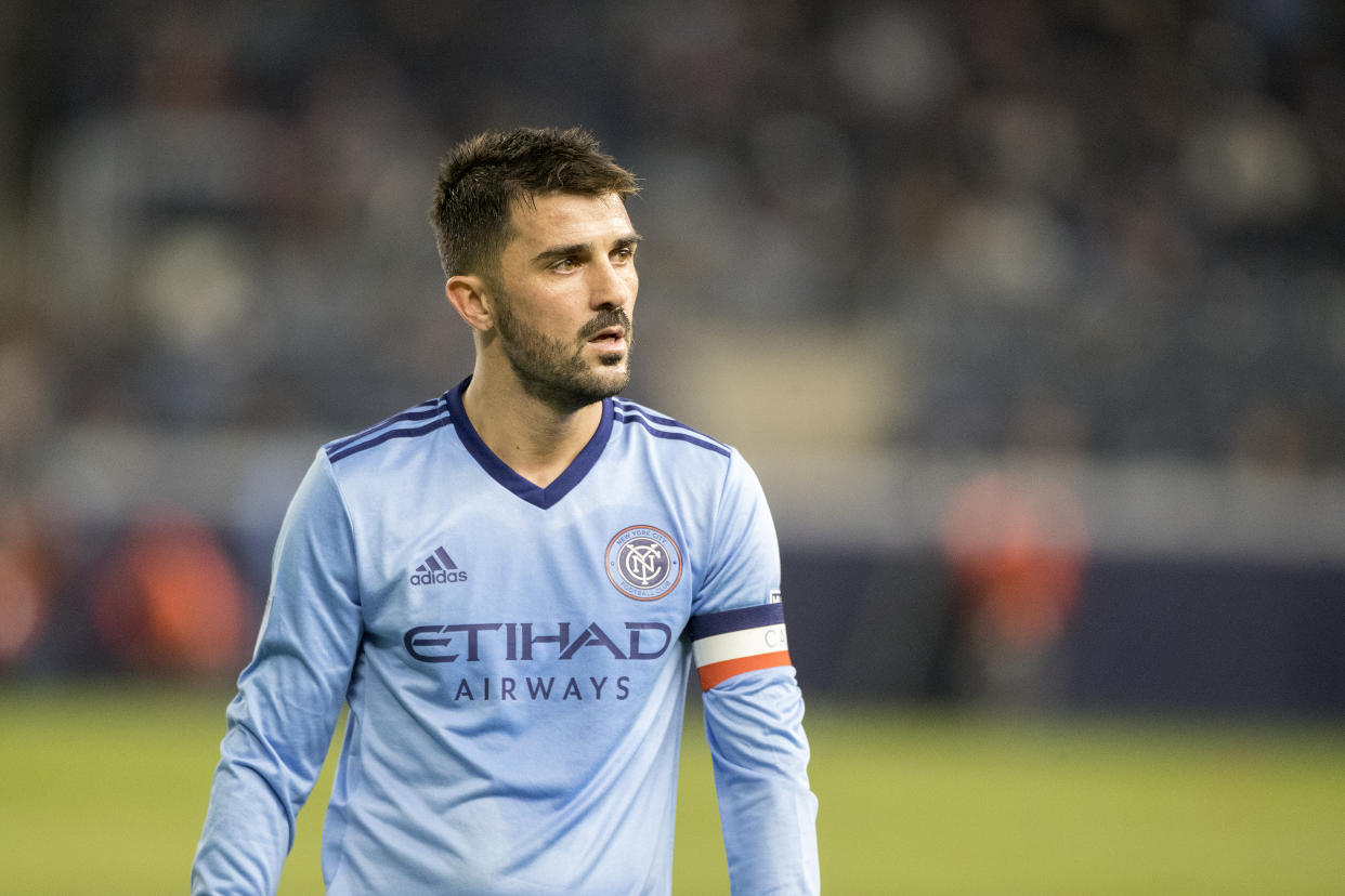 New York City FC is investigating a former intern's claim that she was harassed by David Villa, who denies the allegation. (Tim Clayton/Getty Images)