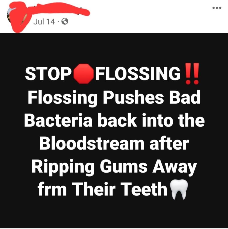 "Flossing Pushes Bad Bacteria back into the Bloodstream"