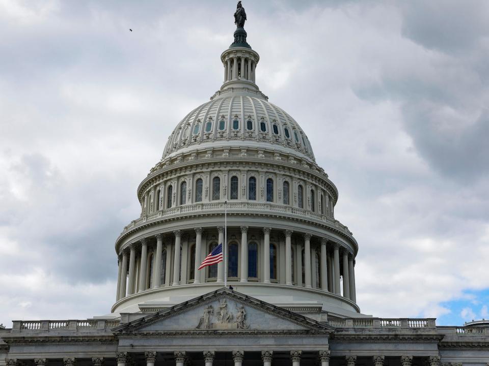 The US Capitol flag is lowered to half-mast following Queen Elizabeth II's death.