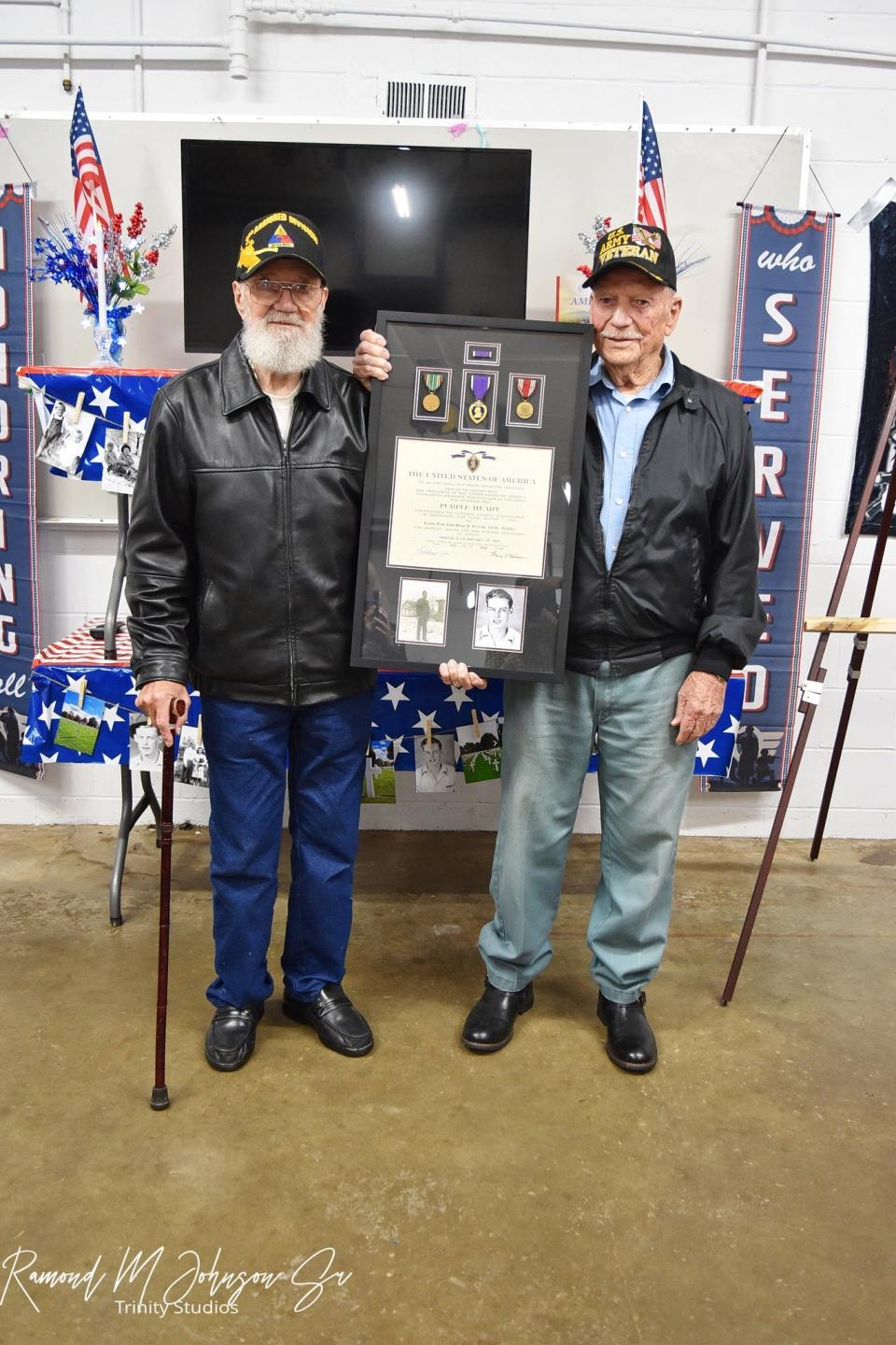 Joe Gillilan, 89, and John (Roy) Gillilan, 93, younger brothers of Private First Class George M. Gillilan, killed in action on April 18, 1944 in Leipzig, Germany.
(Photo: Gillilan family via Trinity Studios)