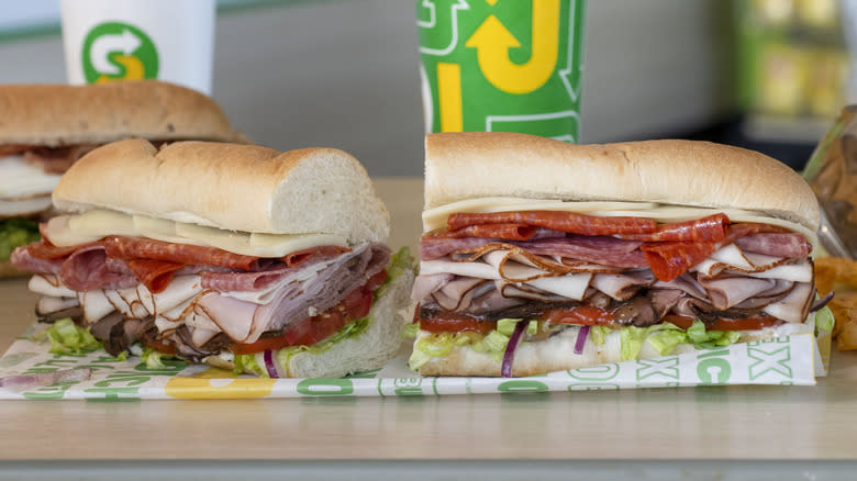 halved subway sandwich