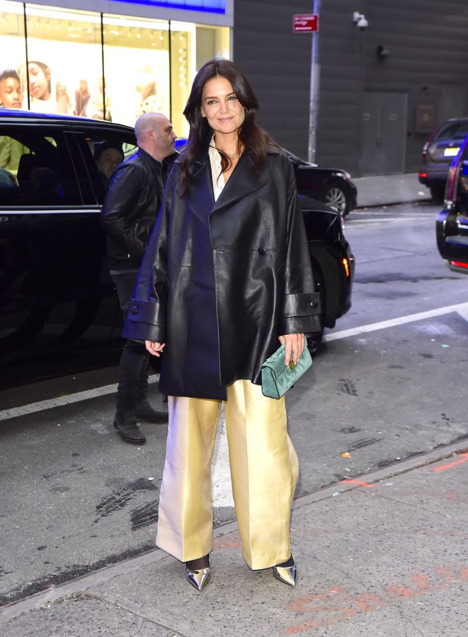 new york, ny january 11 actress katie holmes is seen outside 