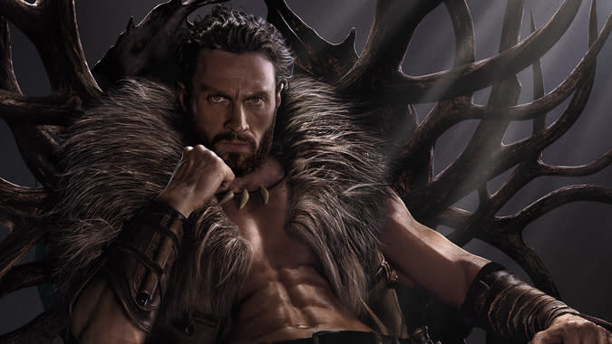  Aaron Taylor-Johnson in the Kraven the Hunter poster. 