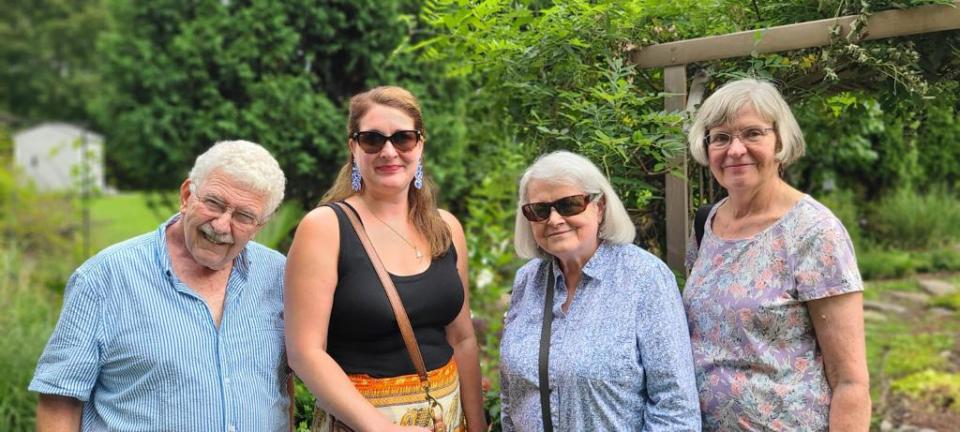 Sherman Pridham , left, with fellow members of the Haven School Project, from left, Strawbery Banke chief curator Elizabeth Farish, Suzanne Dowey Wood and Mary Clough Ertl.