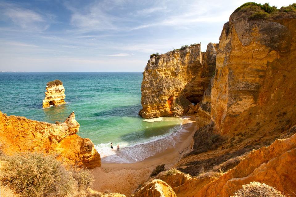 <p>Surrounded by cliffs, this small beach outside of Lagos is one of the most beautiful in Portugal's Algarve region.</p>