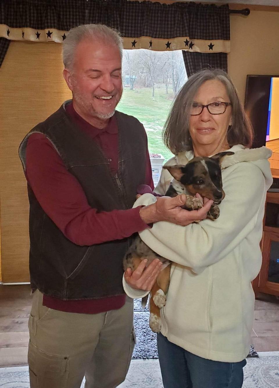 Rick and Cherry Martin drove from Maine to Chillicothe this spring to adopt their new puppy, Paint.