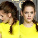 <b>Celebrities in plaits: Kristen Stewart </b><br><br>The <a href="http://uk.lifestyle.yahoo.com/photos/kristen-stewart-her-twilight-style-evolution-in-pictures-slideshow/" data-ylk="slk:Twilight;elm:context_link;itc:0;sec:content-canvas;outcm:mb_qualified_link;_E:mb_qualified_link;ct:story;" class="link  yahoo-link">Twilight</a> star opted for a messy French plait for her photocall.<br><br>© Rex