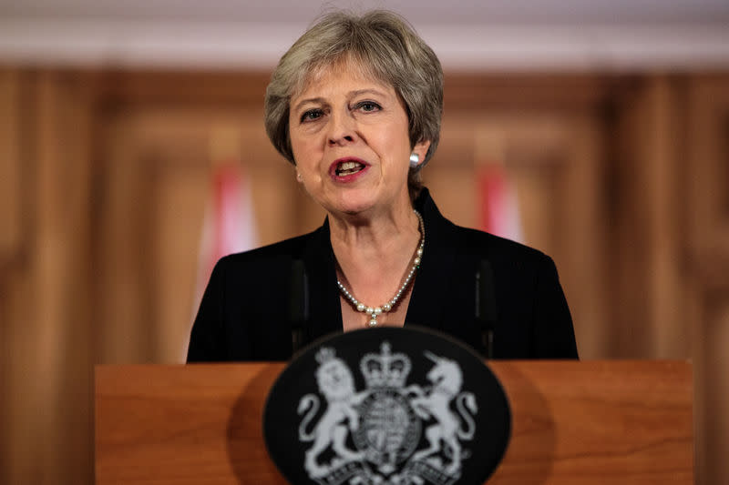 Theresa May a souligné que les propositions européennes sur la question de la frontière irlandaise reviendraient à séparer la province britannique d'Irlande du Nord du reste du Royaume-Uni. /Photo prise le 21 septembre 2018/REUTERS/Jack Taylor