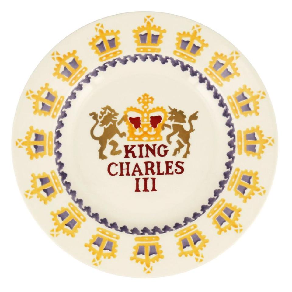 <p><a href="https://us.emmabridgewater.com/products/king-charles-iii-coronation-8-1-2-inch-plate" rel="nofollow noopener" target="_blank" data-ylk="slk:Shop Now;elm:context_link;itc:0;sec:content-canvas" class="link ">Shop Now</a></p><p>King Charles III Coronation 8 1/2 Inch Plate</p><p>$24.50</p><p>emmabridgewater.com</p>