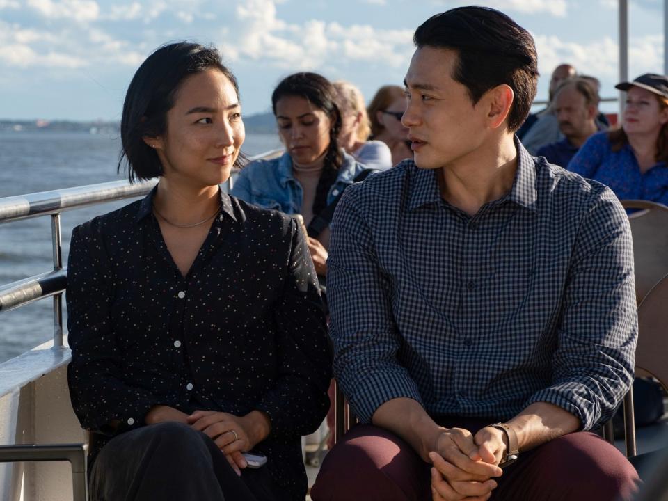 Past Lives, two people sitting on a boat