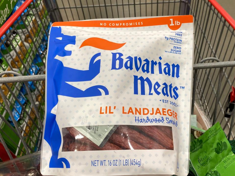 Bavarian Meats product in a shopping cart at Costco