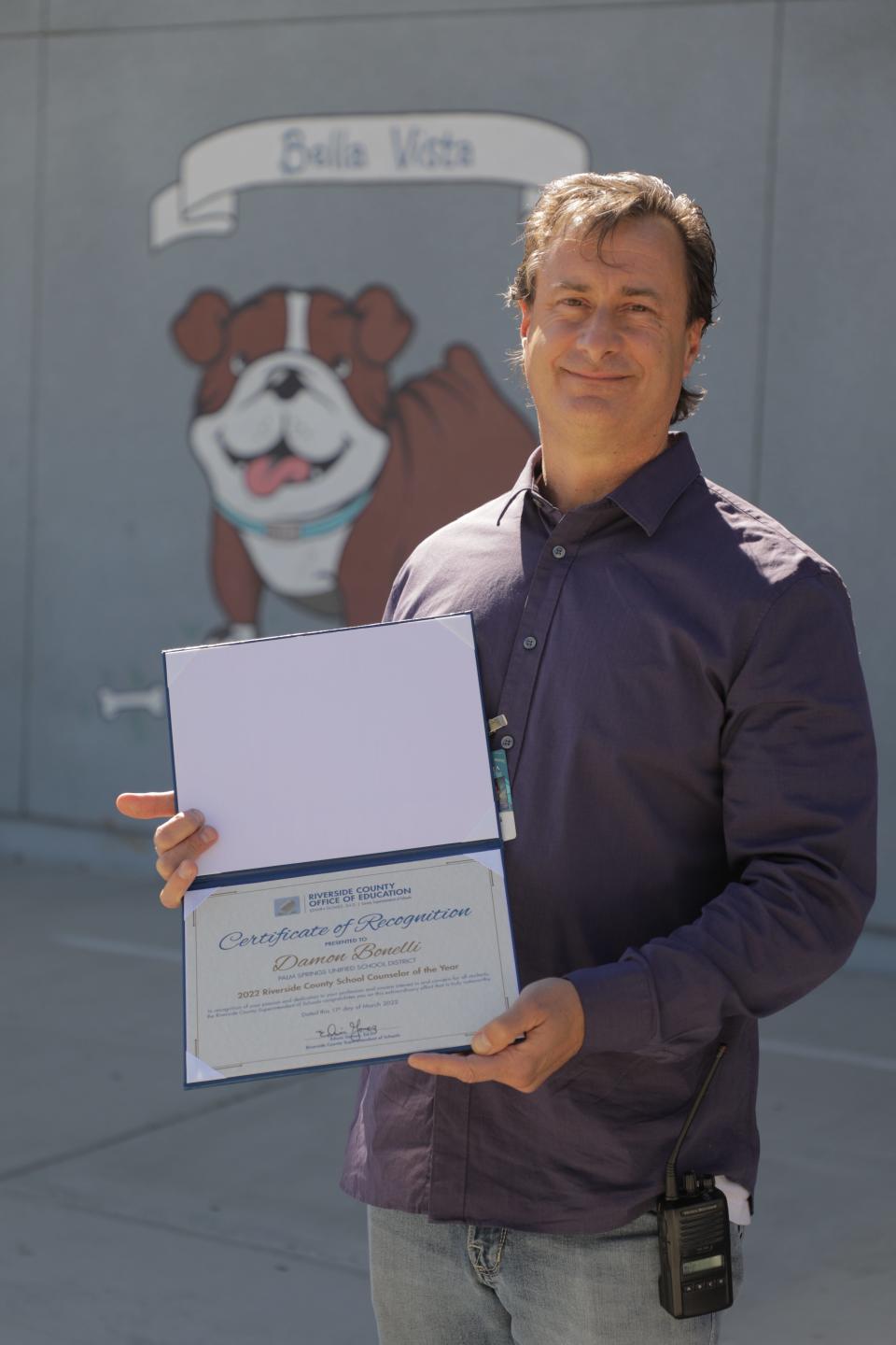 Damon Bonelli of Bella Vista Elementary in Desert Hot Springs is the 2022 Riverside County School Counselor of the Year.