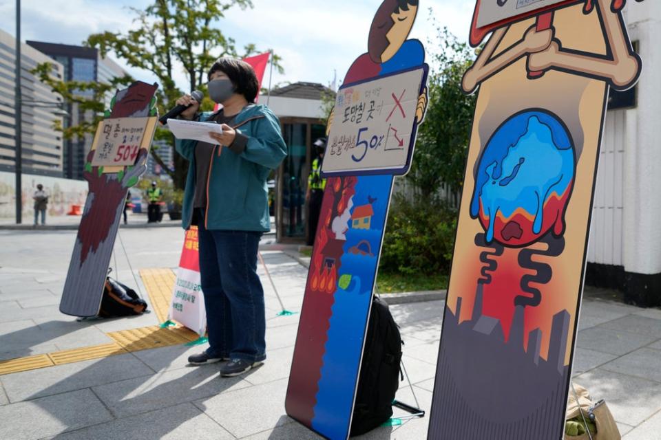 Young people take to the streets in South Korea on Friday to demand climate action  (Copyright 2021 The Associated Press. All rights reserved)