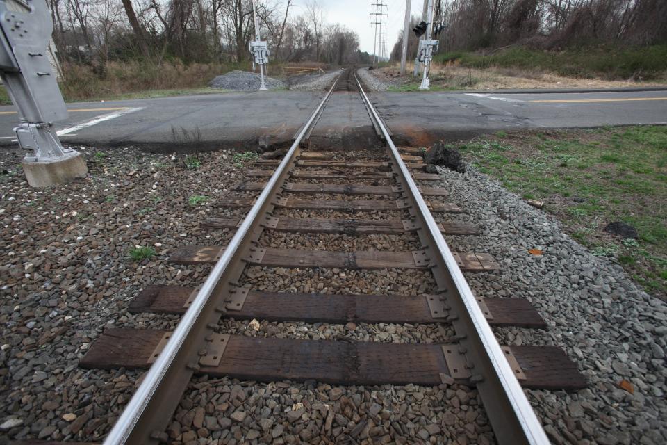 Five Nyack High School students were killed 50 years ago in a school bus-train crash at this Gilcrest Road railroad crossing in Congers, photographed in 2021 on the 40th anniversary of the crash. Peter Carr/The Journal News