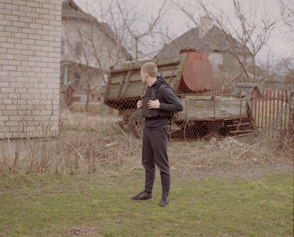 Karolis, a 24-year-old who signed up to join the International Legion defending Ukraine, in Kaunas, Lithuania on March 4.<span class="copyright">Tadas Kazakevicius for TIME</span>