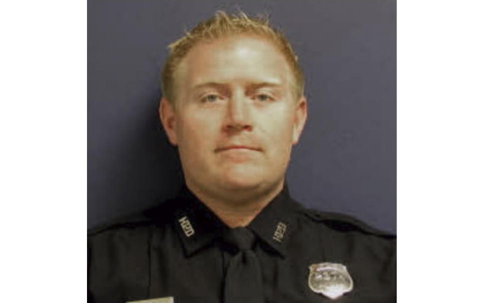 This photo provided by the Houston Police Department shows officer Jason Knox. A Houston police helicopter crashed early Saturday, May 2, 2020 officials said. Houston Police Dept. tweeted that Knox, a Tactical Flight Officer died. (Houston Police Department via AP)