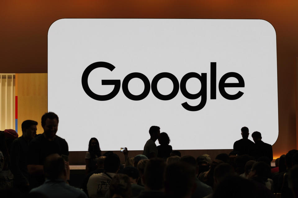 Spectators gather at Made By Google for new product announcements at Google in Mountain View, Calif., Tuesday, Aug. 13, 2024. (AP Photo/Juliana Yamada)