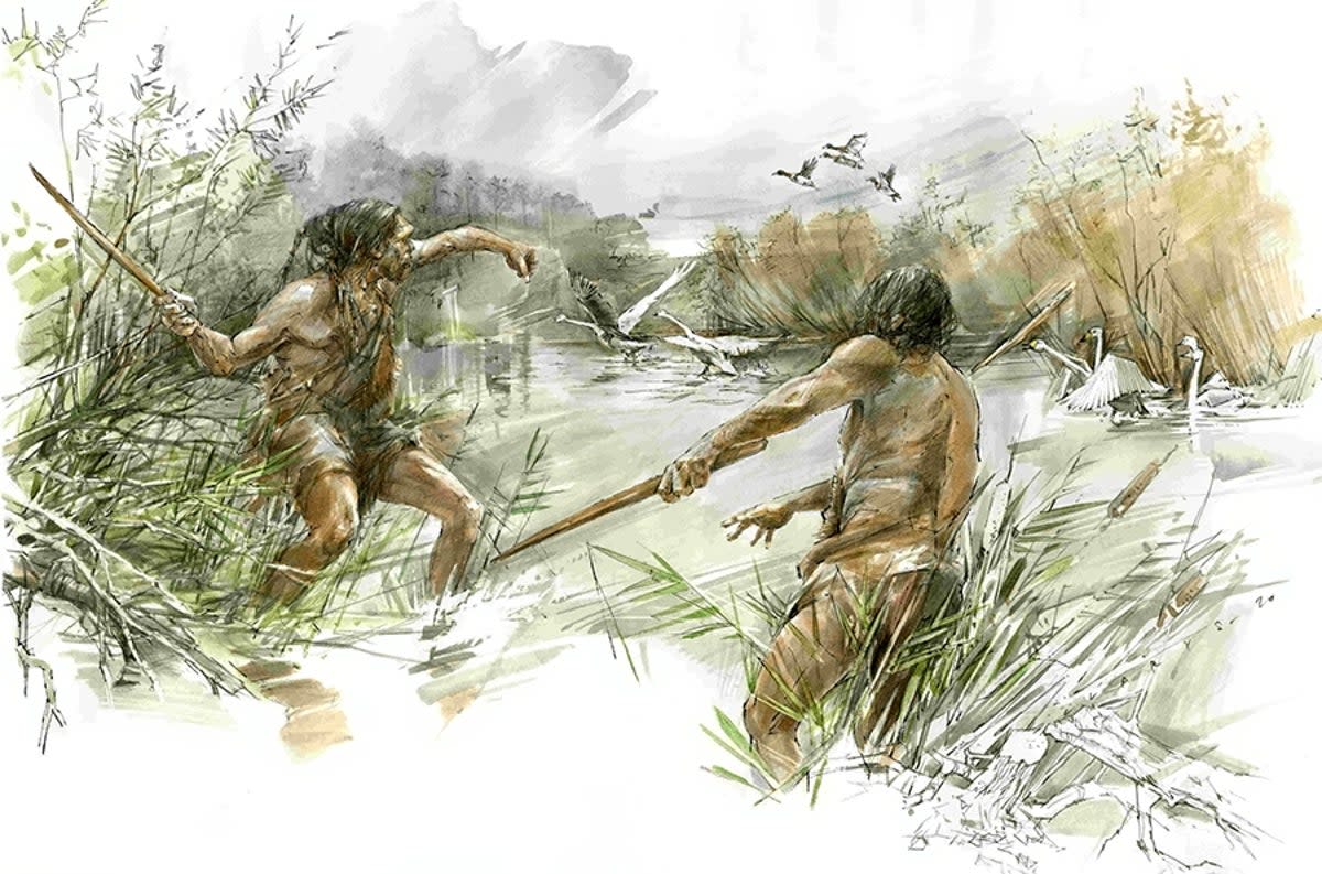 An artistic reconstruction of how the stick would have been used by early humans (Benoît Clarys, Universität Tübingen)