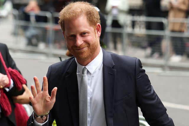 <p>ADRIAN DENNIS/AFP via Getty Images</p> Prince Harry arrives at court in June 2023