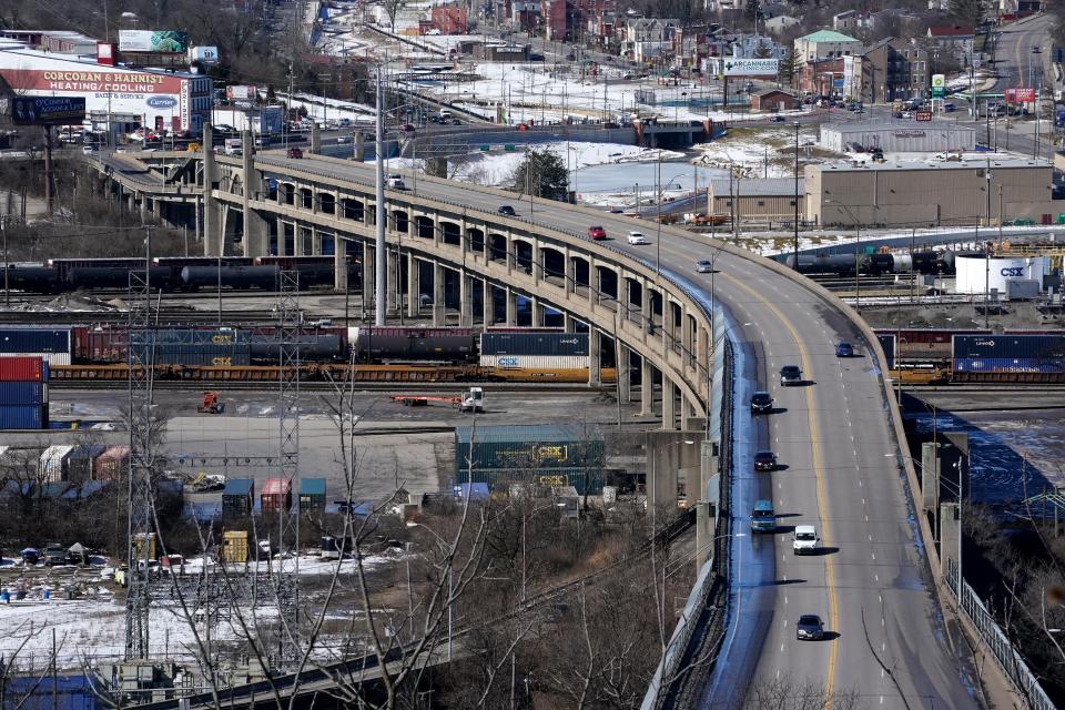 Western Hills Viaduct will be replaced with a new bridge by 2030.  Preliminary work on the $398 million project is underway.