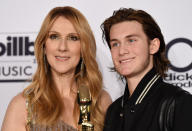 <p>LAS VEGAS, NV - MAY 22: Singer Celine Dion and son Rene Charles Angelil pose in the press room at the 2016 Billboard Music Awards at T-Mobile Arena on May 22, 2016 in Las Vegas, Nevada. (Photo by Axelle/Bauer-Griffin/FilmMagic)</p> 