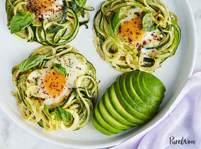 Baked Eggs and Zoodles with Avocado