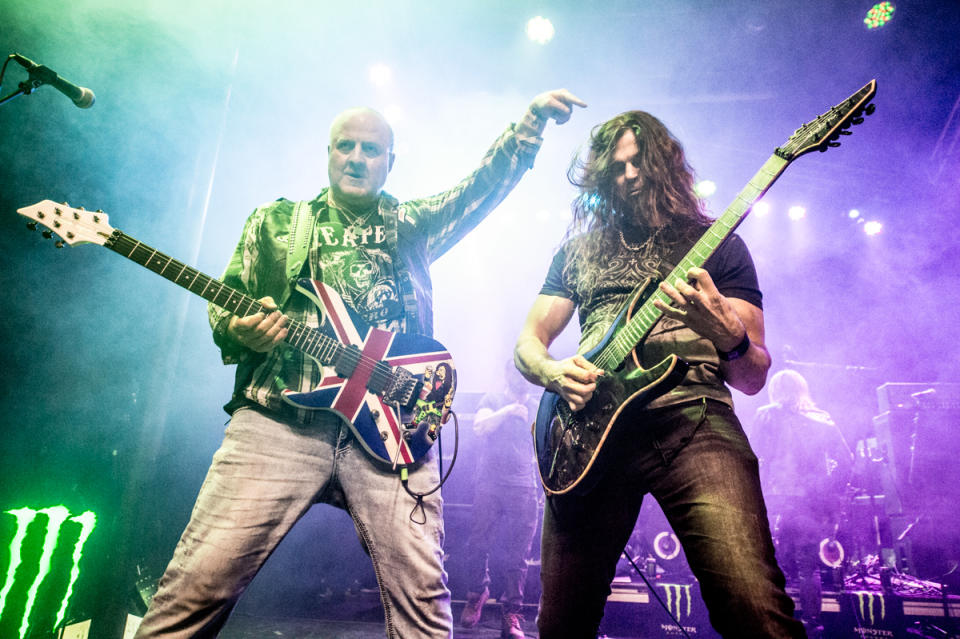 Nick Bowcott (Grim Reaper) and Chris Broderick (Act of Defiance) at Dimebash 2018