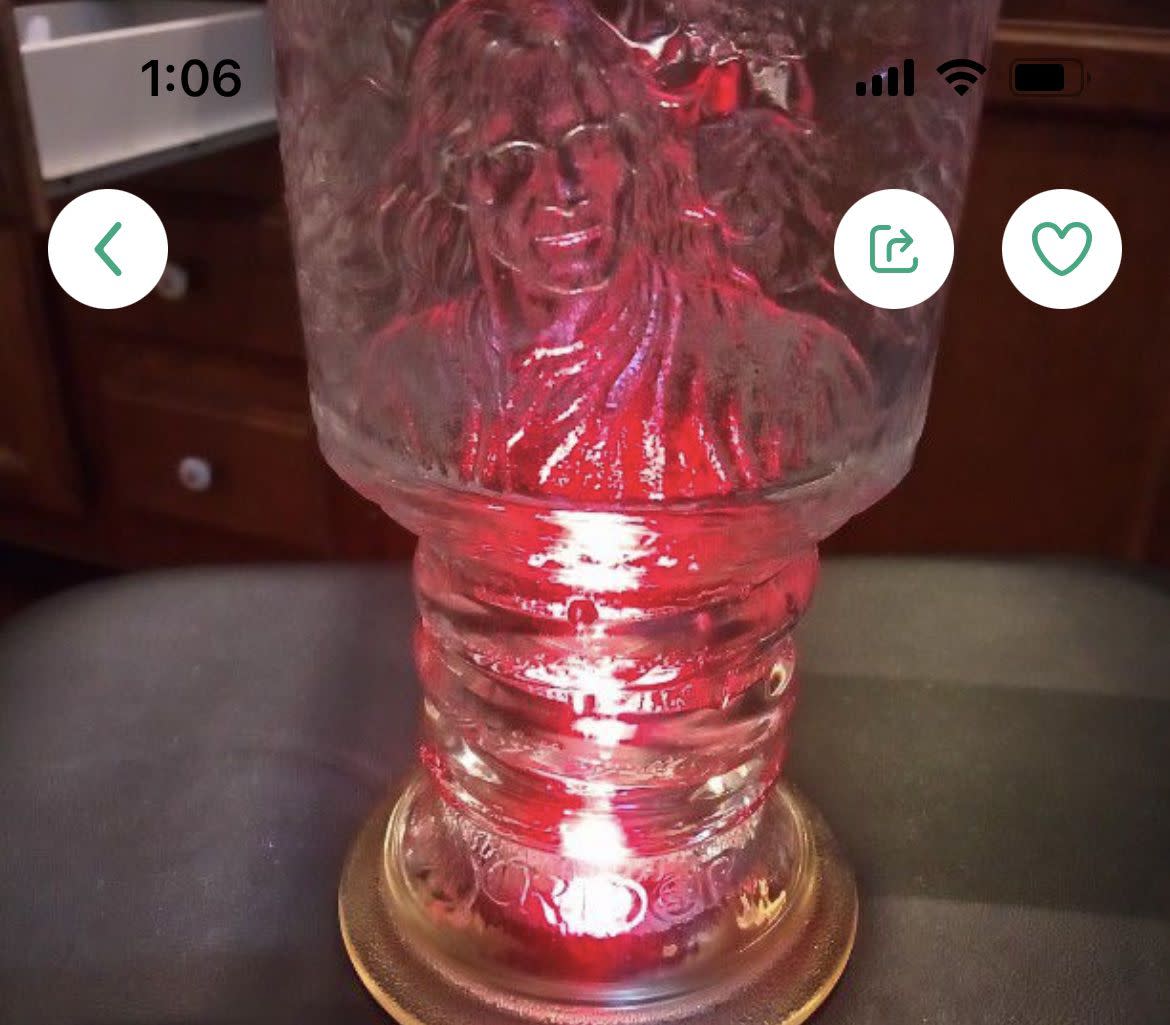 a red light up lord of the rings chalice with aragorn