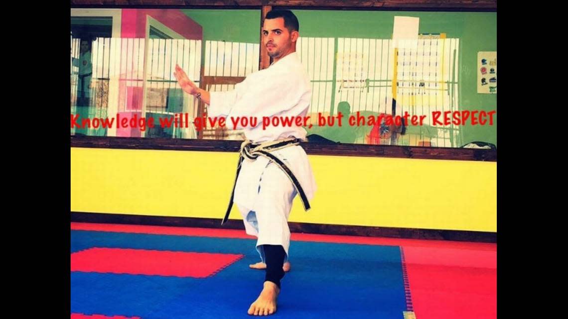 Hialeah Gardens police officer Leo Carbo, pictured here on the Instagram page for his martial arts school, has been charged with a series of fraud counts.