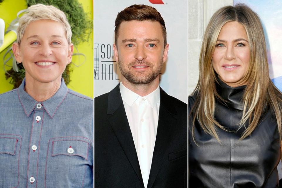 Famous Aquarians Ellen DeGeneres, Justin Timberlake and Jennifer Aniston | Tibrina Hobson/Getty; Brad Barket/Invision/AP/Shutterstock; Jon Kopaloff/FilmMagic