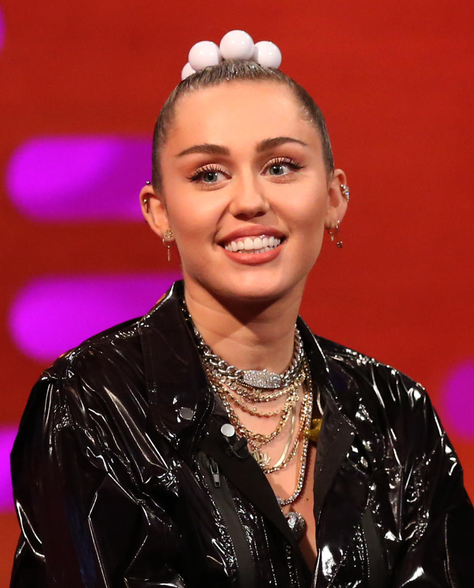 Miley Cyrus filming The Graham Norton Show (PA Images on behalf of So TV)