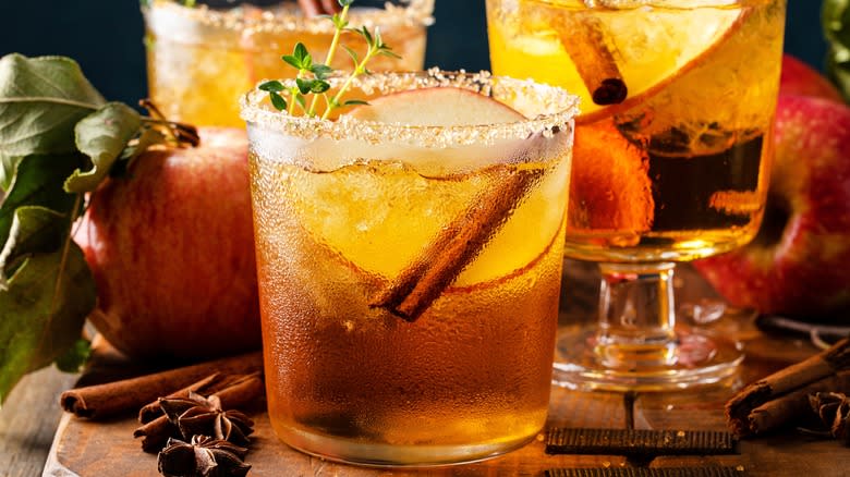 Apple cider sangria in glass