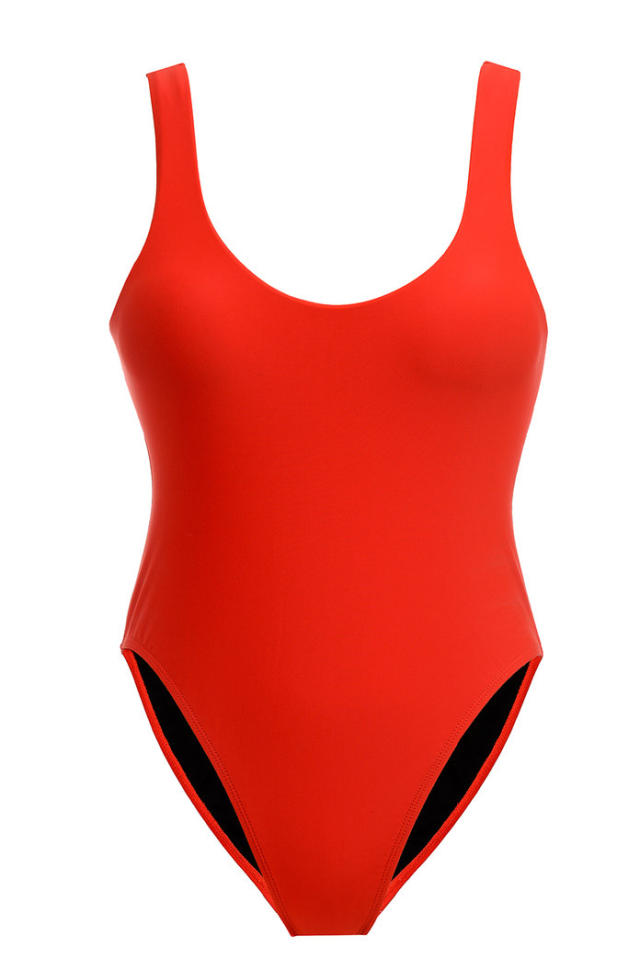 Ashley Graham Models Red Baywatch Inspired Bathing Suit - Swimsuits for All  Casts Ashley Graham, Teyana Taylor and Niki Taylor for Baywatch Shoot