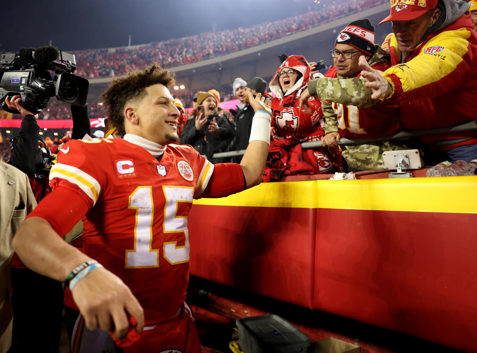 Patrick Mahomes, pictured here after the Kansas City Chiefs' win over the Buffalo Bills.