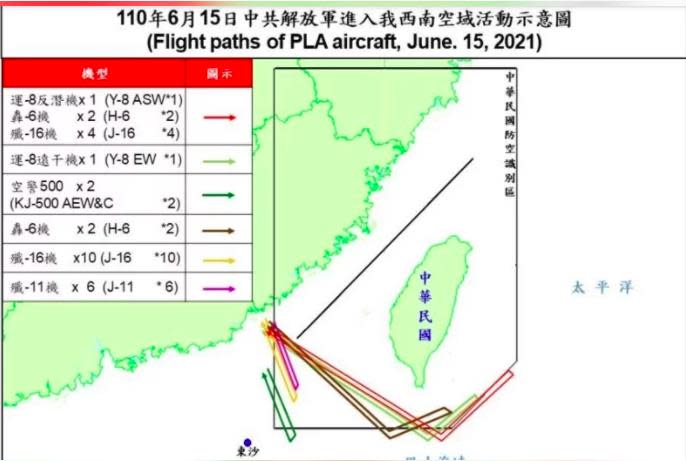 本月15日28架次共機擾台，創下史上最高紀錄。（圖／翻攝自國防部網站）