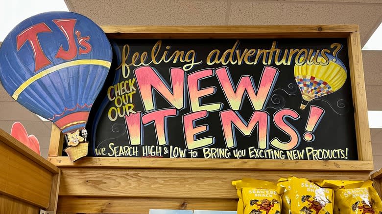 Trader Joe's new items sign