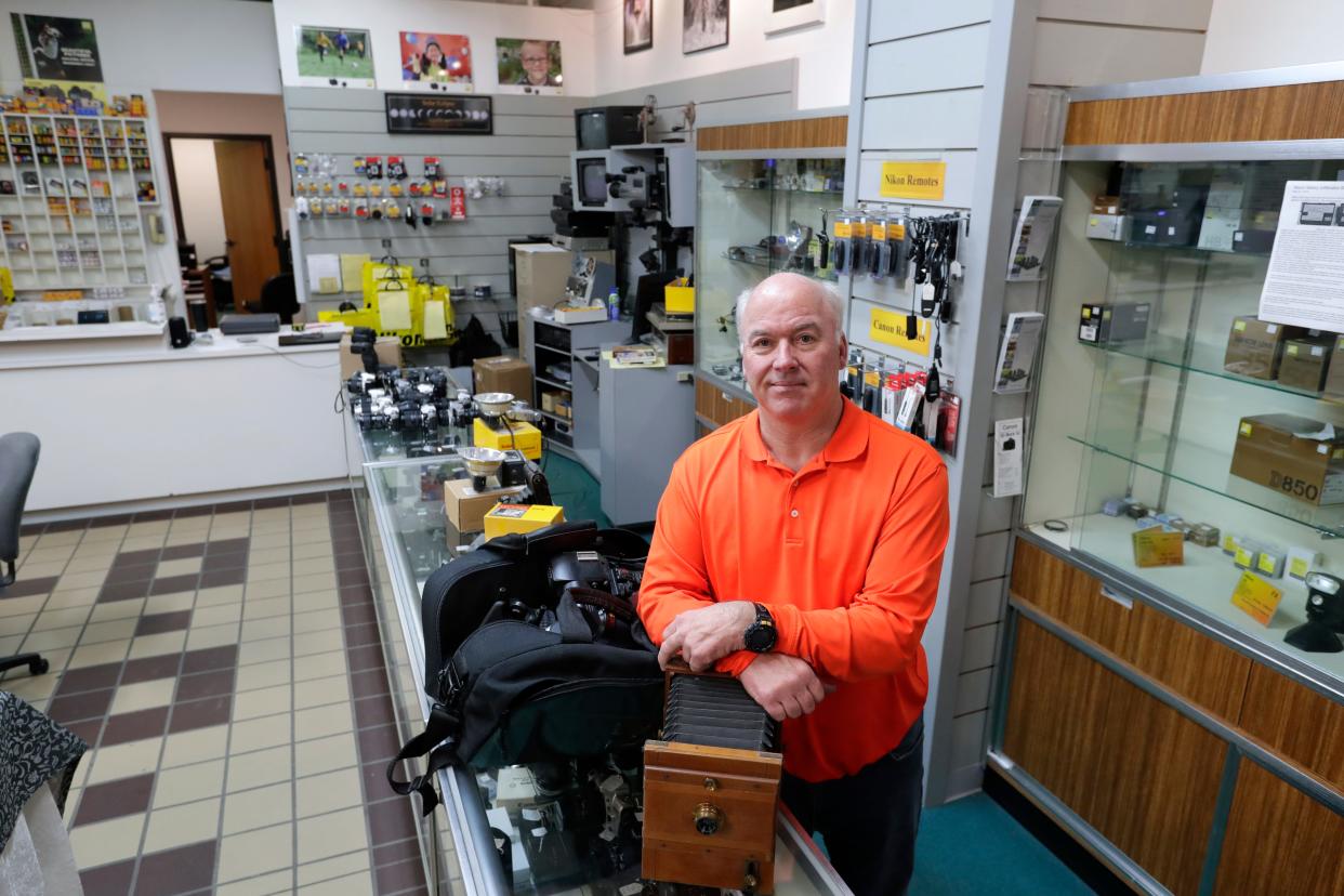 After 31 years in business, owner Pat Murray is closing Murray Photo & Video Inc., located at 10 E. College Ave. in the City Center Plaza. He is pictured at his business Wednesday, October 25, 2023, in downtown Appleton, Wis.