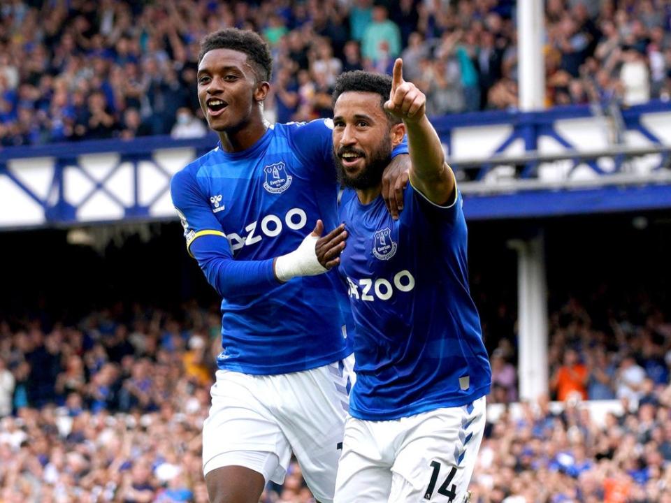 Andros Townsend (right) scored his fourth Everton goal on Saturday (Peter Byrne/PA). (PA Wire)