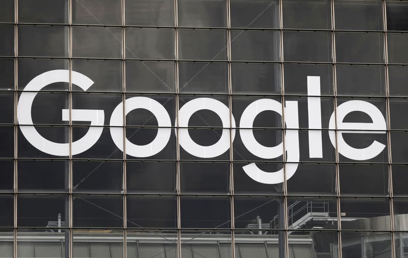 FILE PHOTO: Logo of Google on a building at La Defense