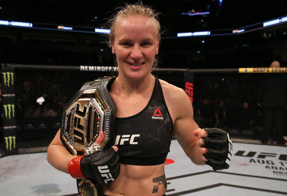 Valentina Shevchenko will defend her UFC flyweight title in February against Katlyn Chookagian. (Photo by Alexandre Schneider /Zuffa LLC/Zuffa LLC)